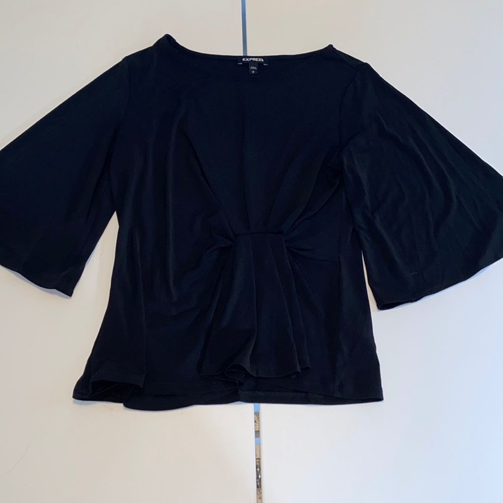 Express Black Center Rouched Top